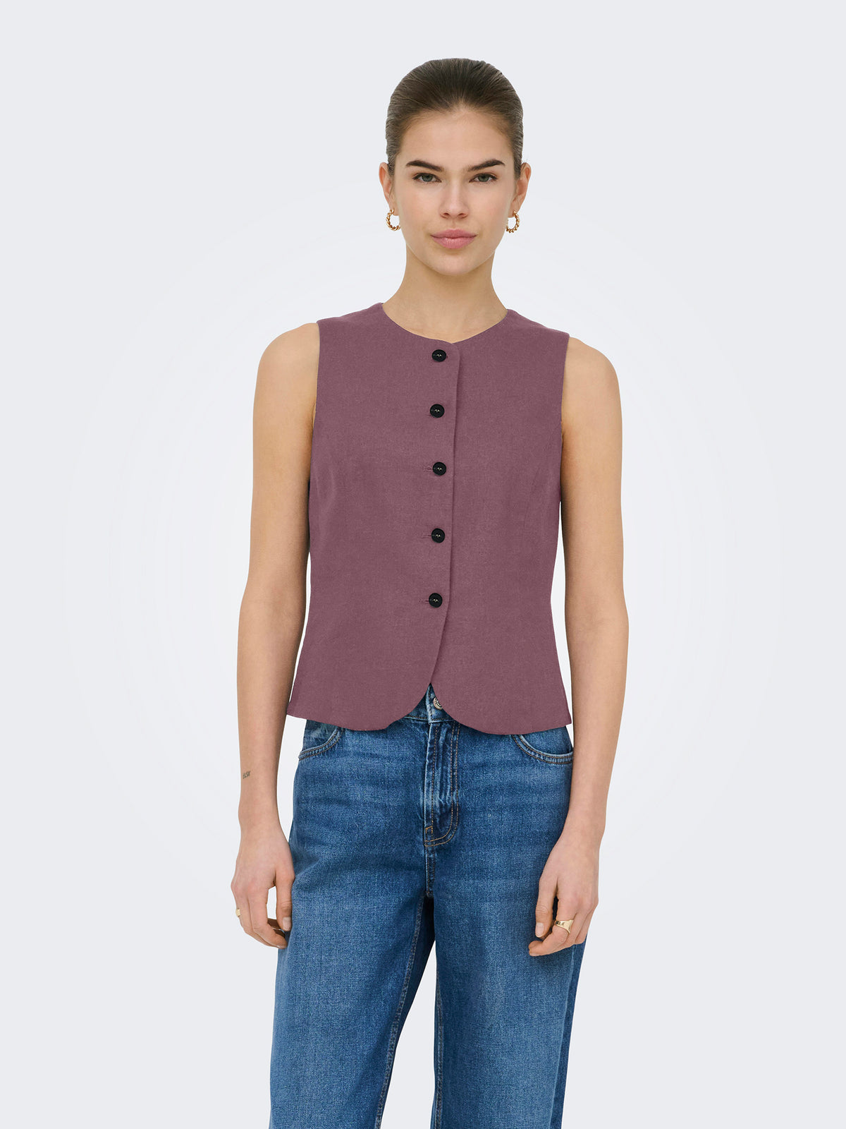 Γυναικείο γιλέκο λινό ONLGOA S/L LINEN BL WAISTCOAT 15363724 | 15363724