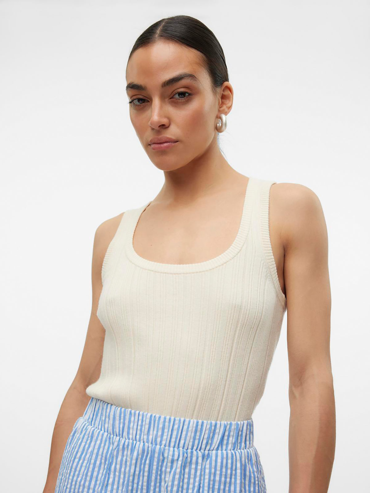 Γυναικείο top πλεκτό VMSTEPHANIE RIB SL U-NECK TOP 10307205 | 10307205