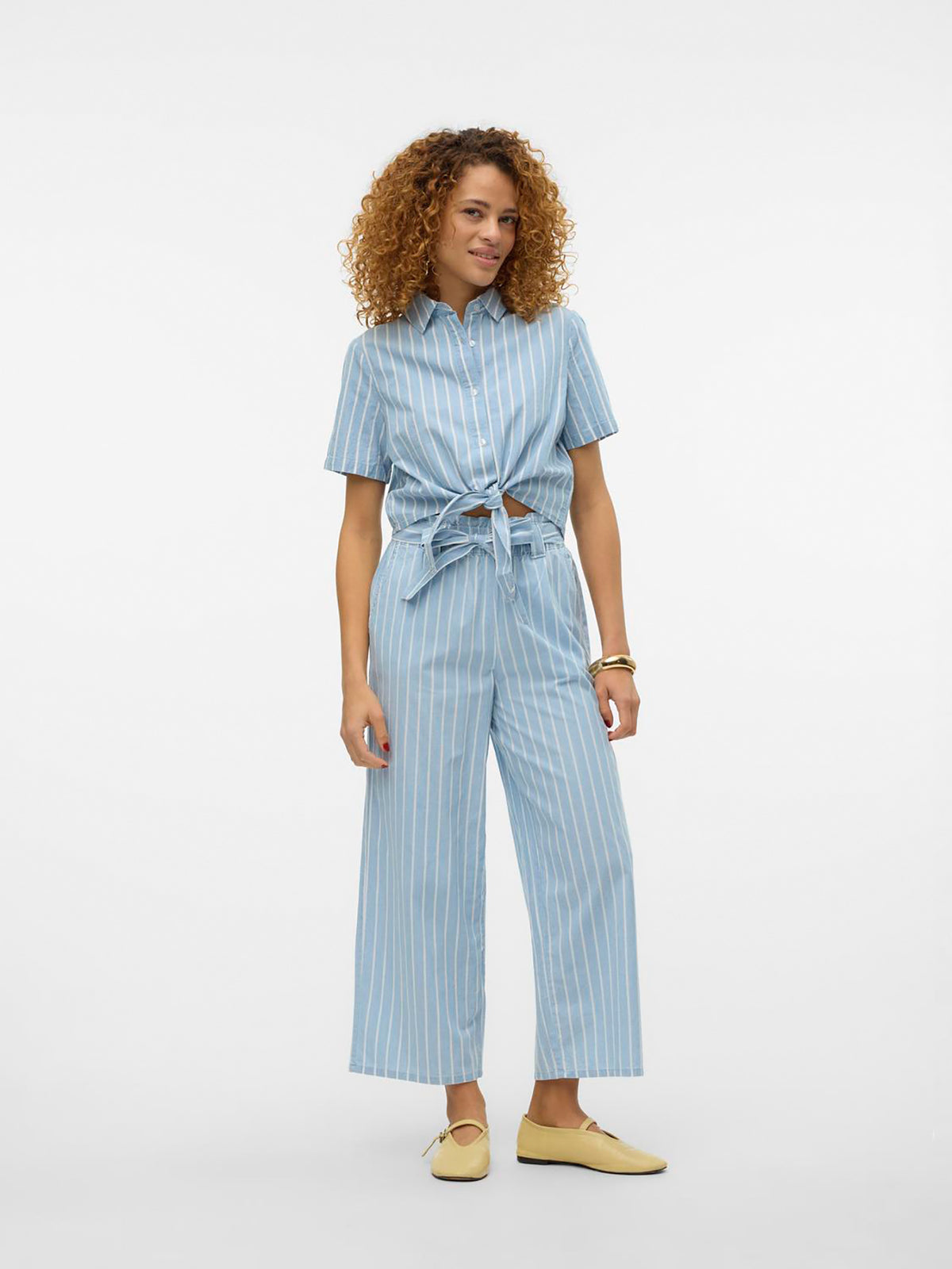 Γυναικείο πουκάμισο crop VMLEONIE 3/4 SHORT CHAMBRAY SHIRT 10309722 | 10309722