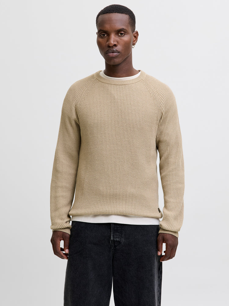 Ανδρική μπλούζα πλεκτή JJPANNEL KNIT CREW NECK AW25 12278916 | 12278916