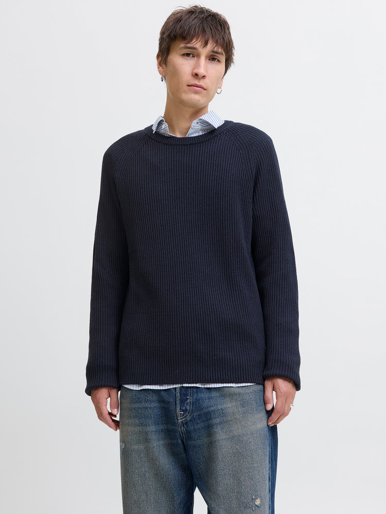 Ανδρική μπλούζα πλεκτή JJPANNEL KNIT CREW NECK AW25 12278916 | 12278916