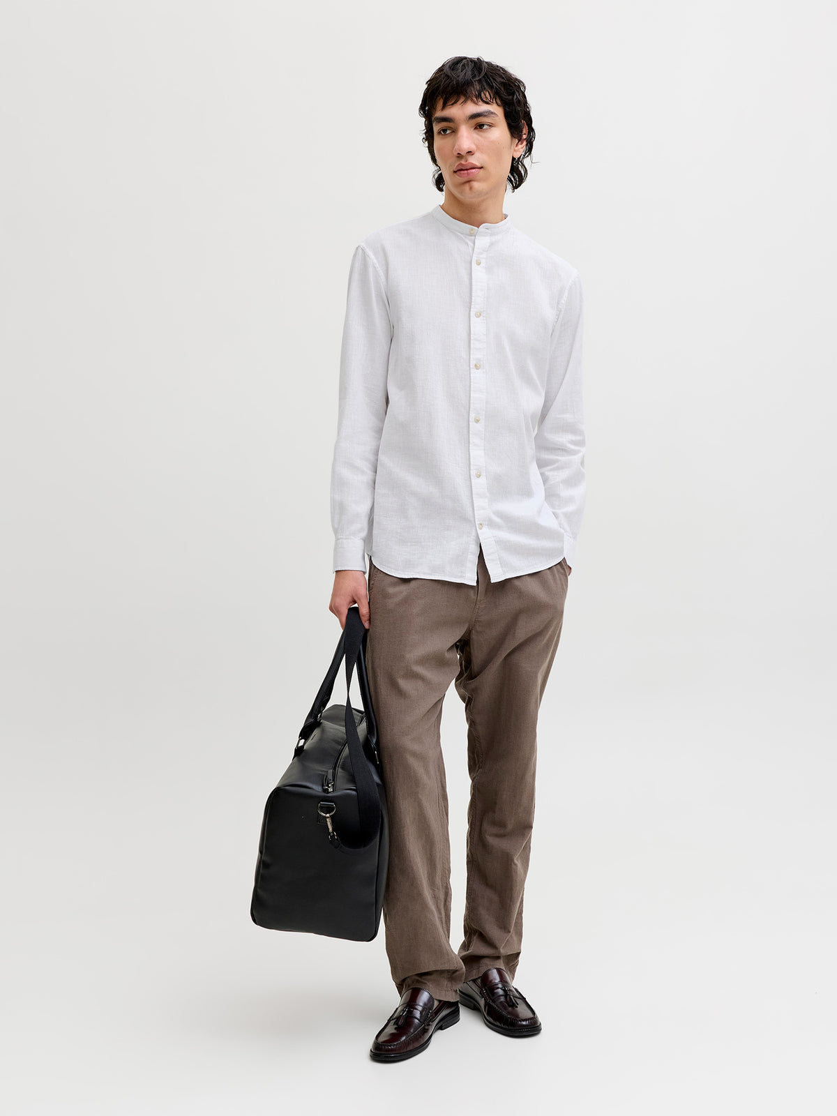 Ανδρικό πουκάμισο mao γιακάς JJESUMMER LINEN BLEND BAND SHIRT 12289184 | 12289184