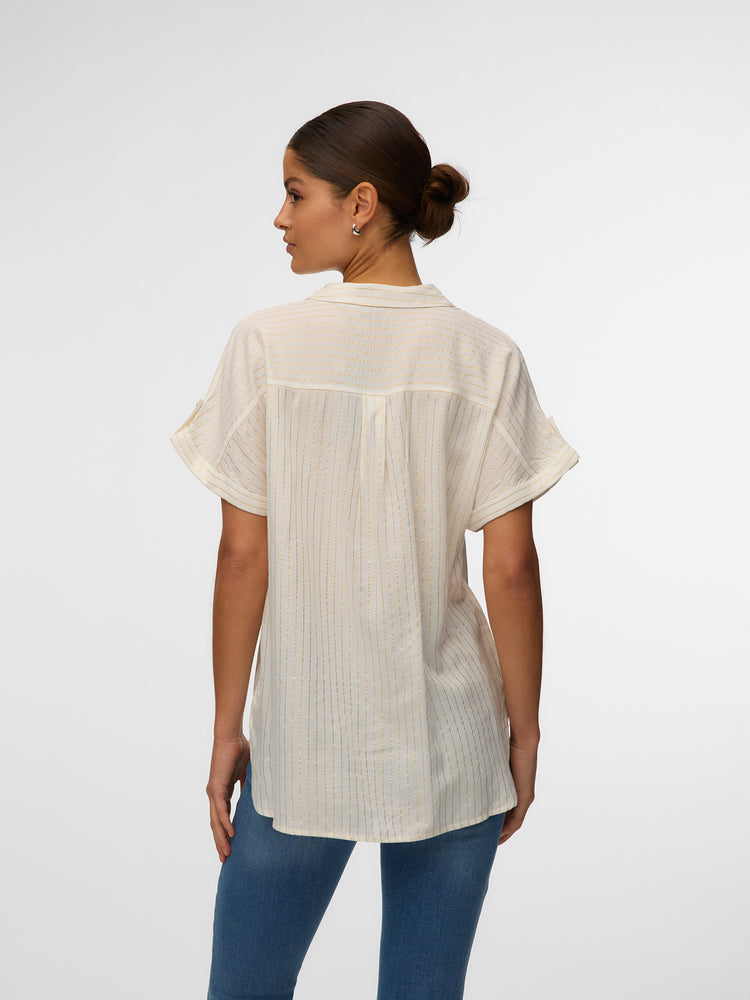 Γυναικείο πουκάμισο ριγέ VMBUMPY SS SHIRT AOP WVN NOOS 10331923 | 10331923