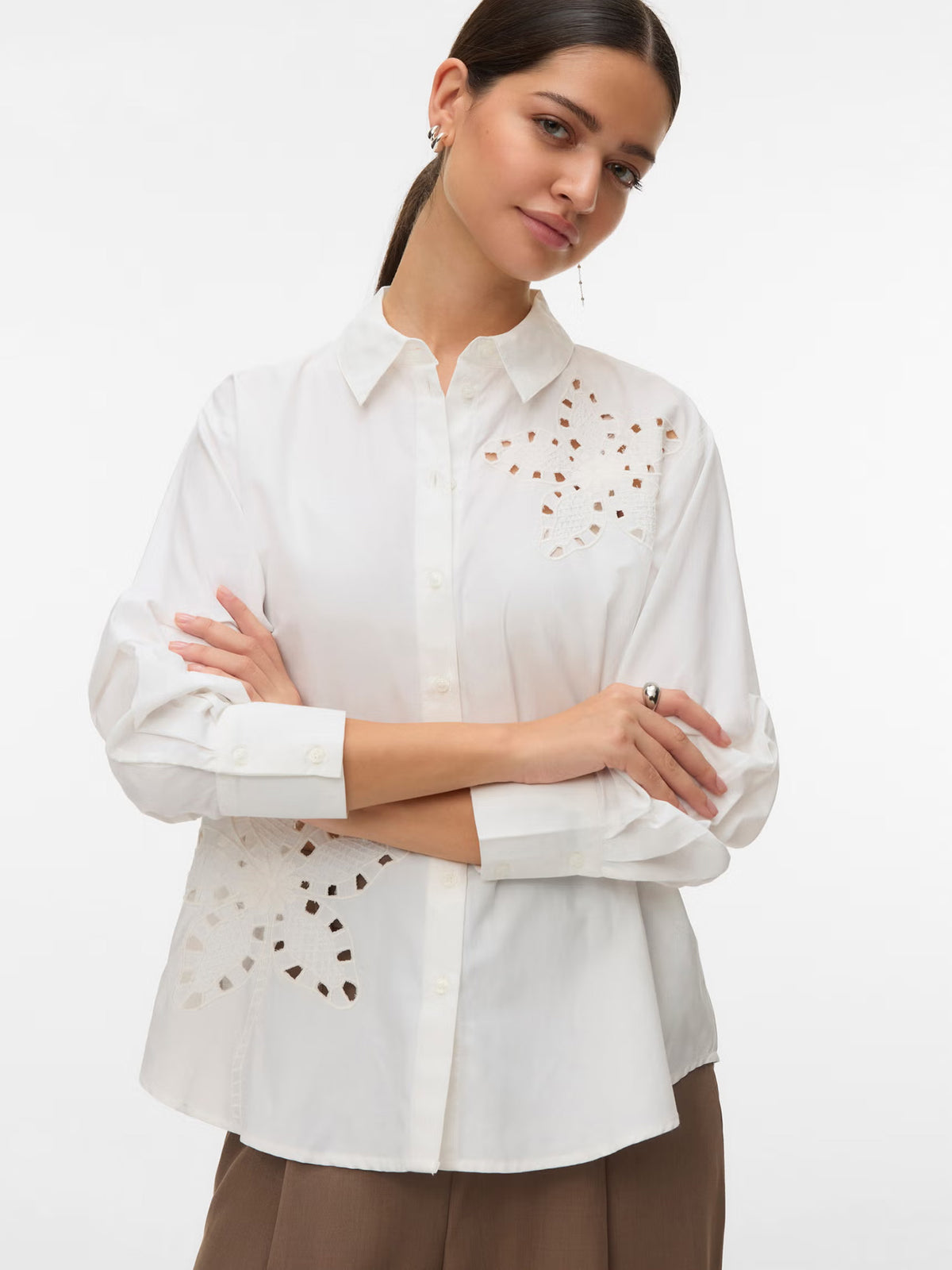 Γυναικείο πουκάμισο με κέντημα VMJIRINA LS EMB. SHIRT WVN BTQ 10341679 | 10341679