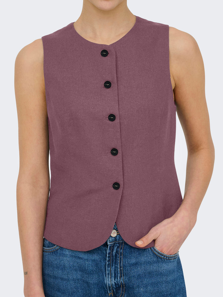 Γυναικείο γιλέκο λινό ONLGOA S/L LINEN BL WAISTCOAT 15363724 | 15363724
