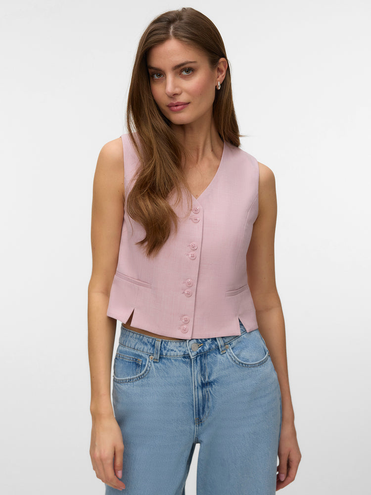 Γυναικείο γιλέκο bleached mauve VMCASSIDY SL SLIT WAISTCOAT 10346070 | 10346070