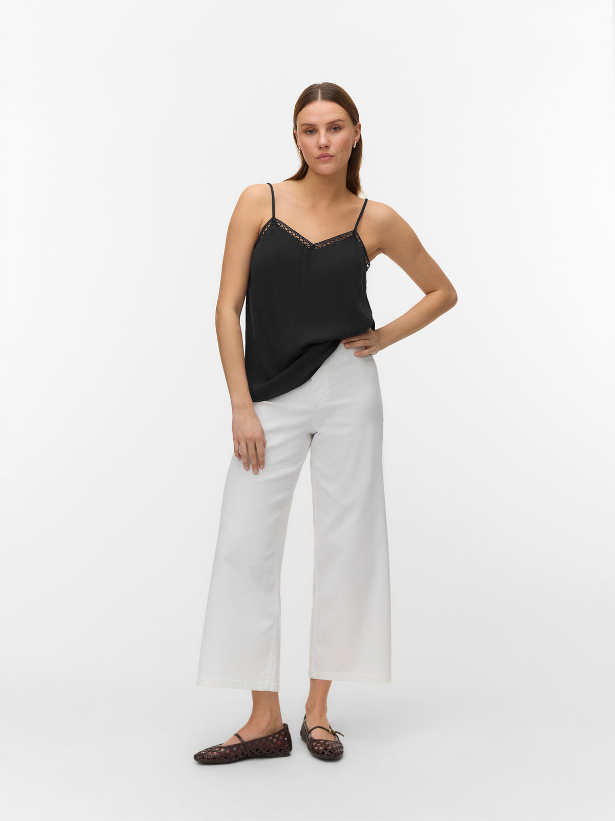 Γυναικείο top μονόχρωμο VMMENNY LACE SINGLET 10323627 | 10323627