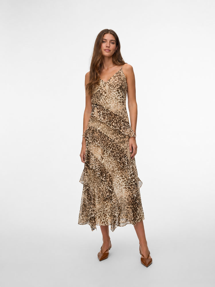 Γυναικείο φόρεμα animal VMSMILLA SL LONG FRILL DRESS WVN NOOS 10346307 | 10346307