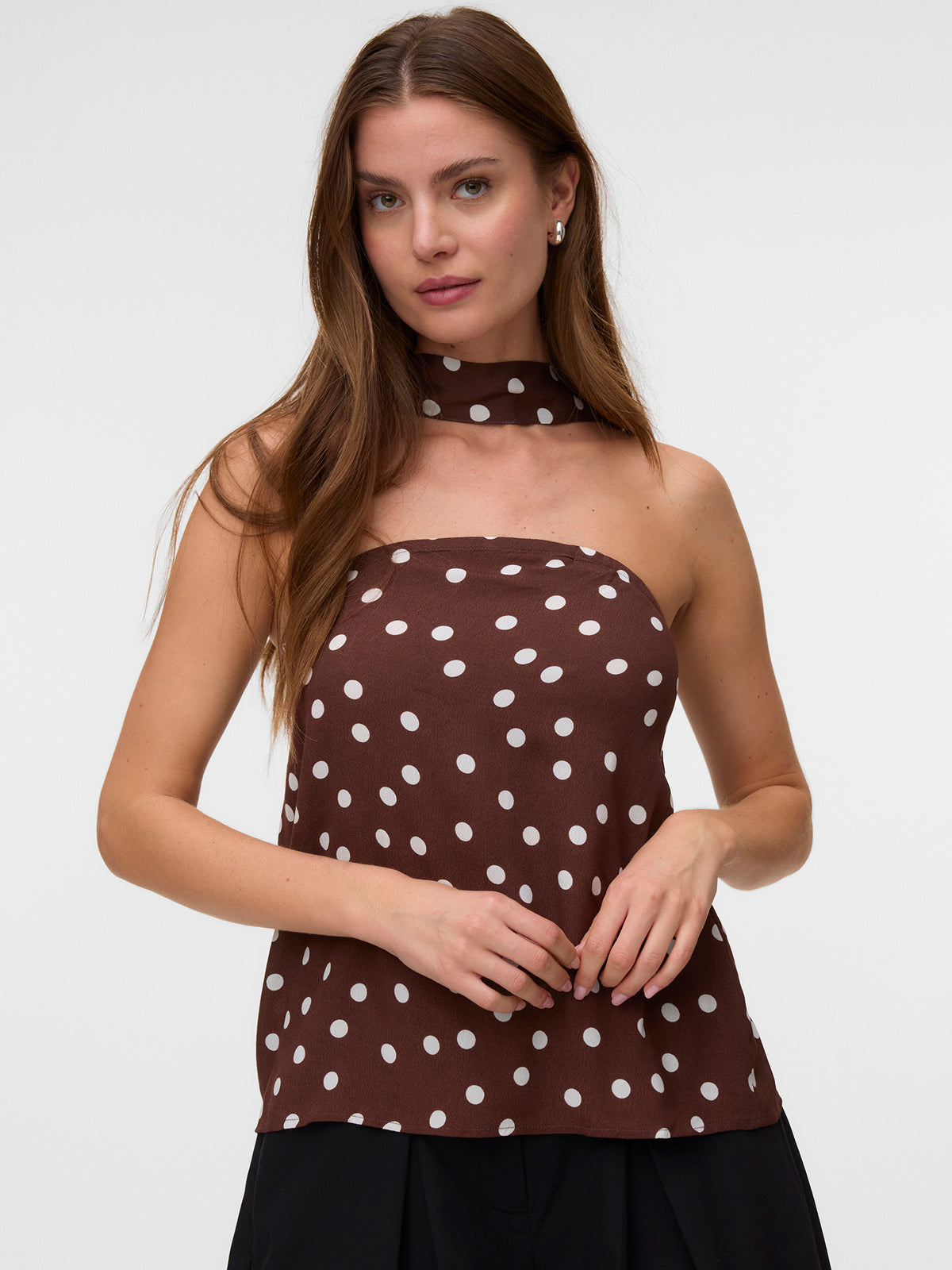 Γυναικείο top πουά με κορδέλα VMELISA SCARF TUBE TOP 10350649 | 10350649