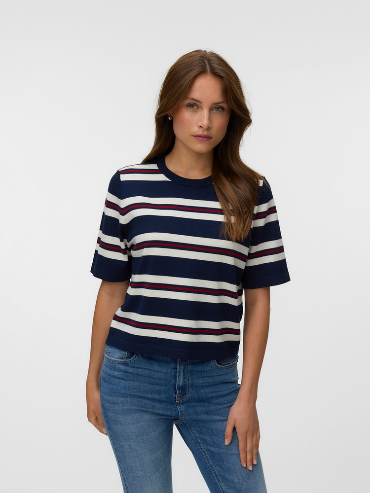 Γυναικεία μπλούζα πλεκτή με ρίγα VMSILJE 2/4 O-NCK OVERSIZE PULL 10320460 | 10320460