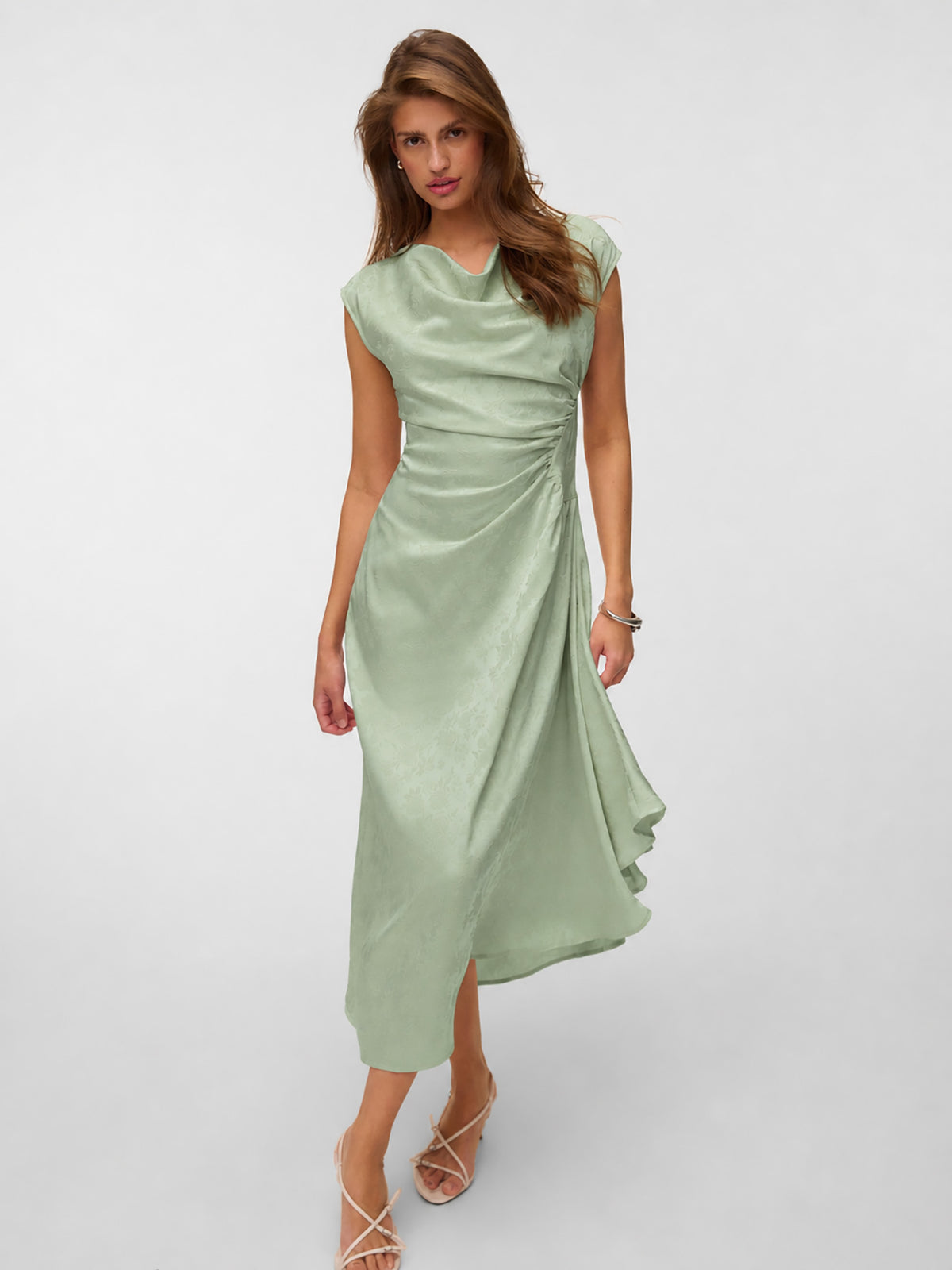 Γυναικείο φόρεμα σατέν VMWINNIE SL ROUCHED DRESS 10356492 | 10356492