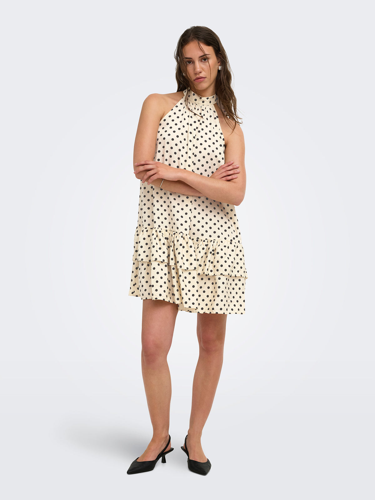 Γυναικείο φόρεμα πουά ONLZAZIE S/L SHORT FRILL DRESS 15385319 | 15385319