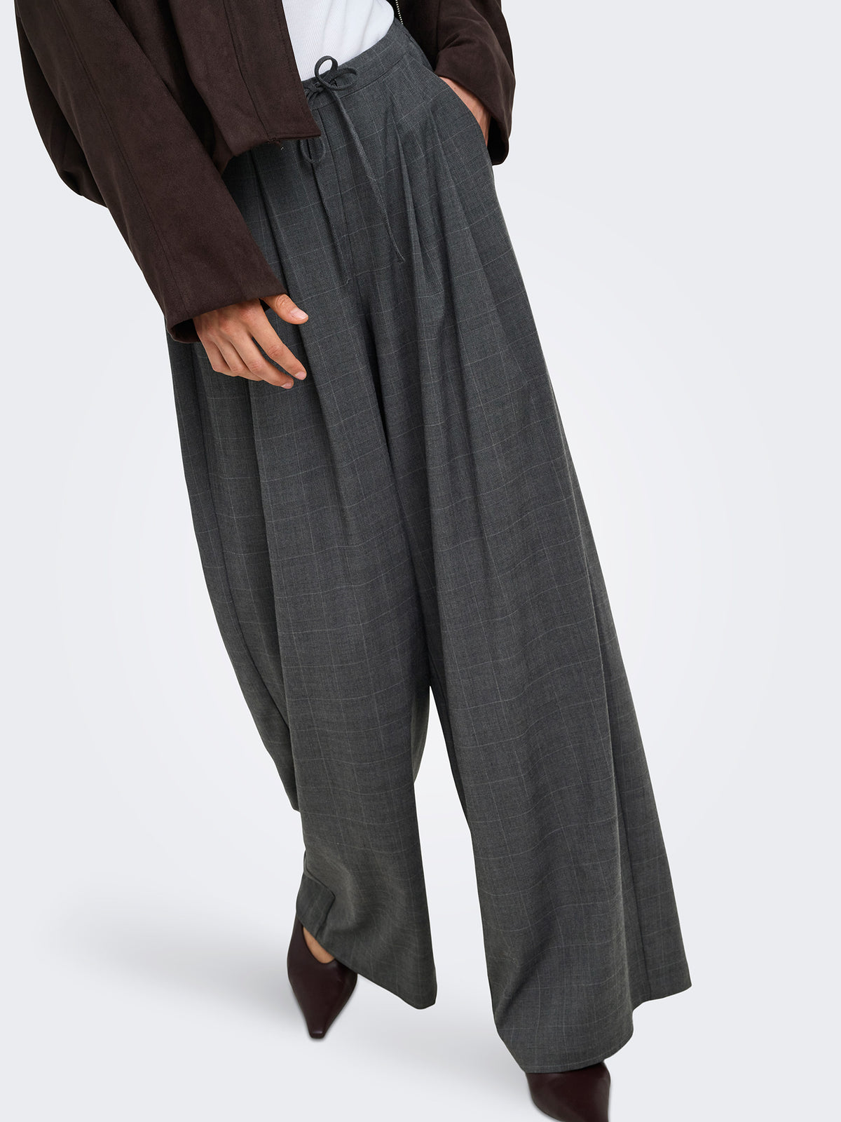 Γυναικείο παντελόνι καρό ONLENIA HW X-WIDE CHECK PANT 15376501 | 15376501
