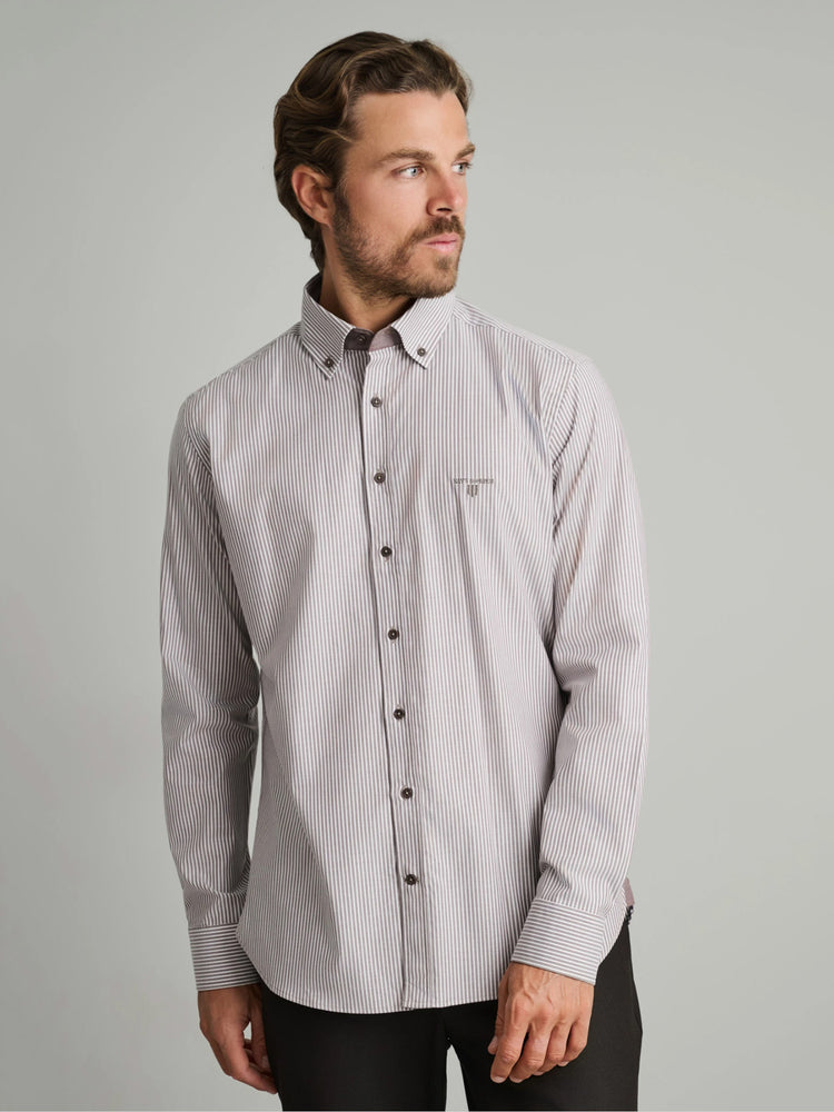 Ανδρικό πουκάμισο faded brown/white 24NG.BX248/1B | 24NG.BX248/1B