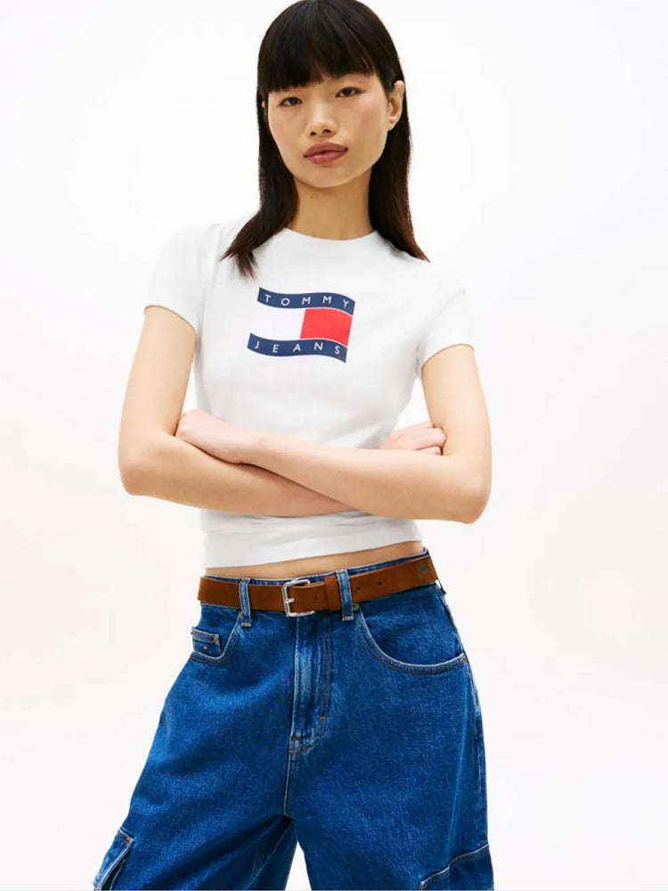 Γυναικείο t-shirt TJW SLIM WAVY FLAG TEE EXT DW0DW22781YBL | DW0DW22781YBL