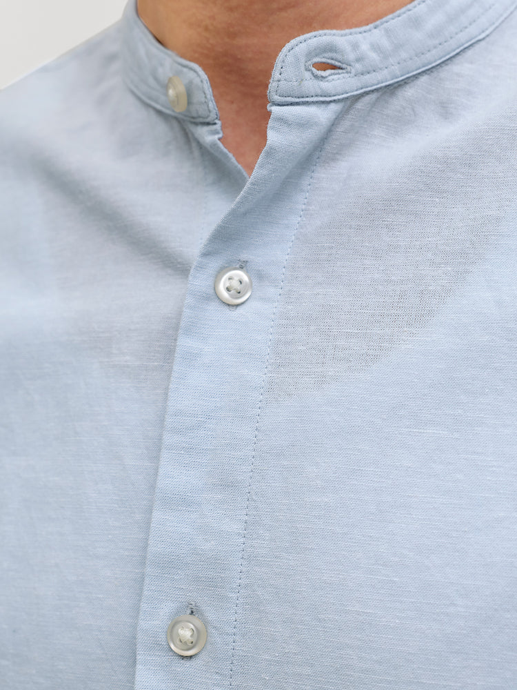 Ανδρικό πουκάμισο λινό JJEBREEZE LINEN BLEND BAND SHIRT L/S 12288601 | 12288601