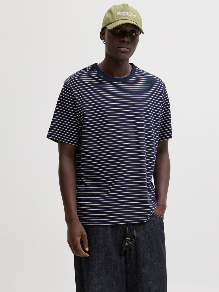 Ανδρικό t-shirt ριγέ JJEDOVER STRIPED TEE SS CREW NECK 12288015 | 12288015