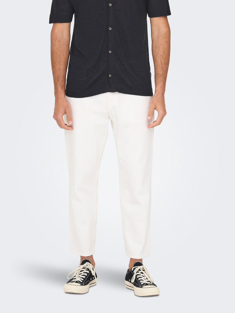 Ανδρικό παντελόνι τζιν ONSAVI TAPE CROP ONE WHITE 6595 PIM 22026595 | 22026595