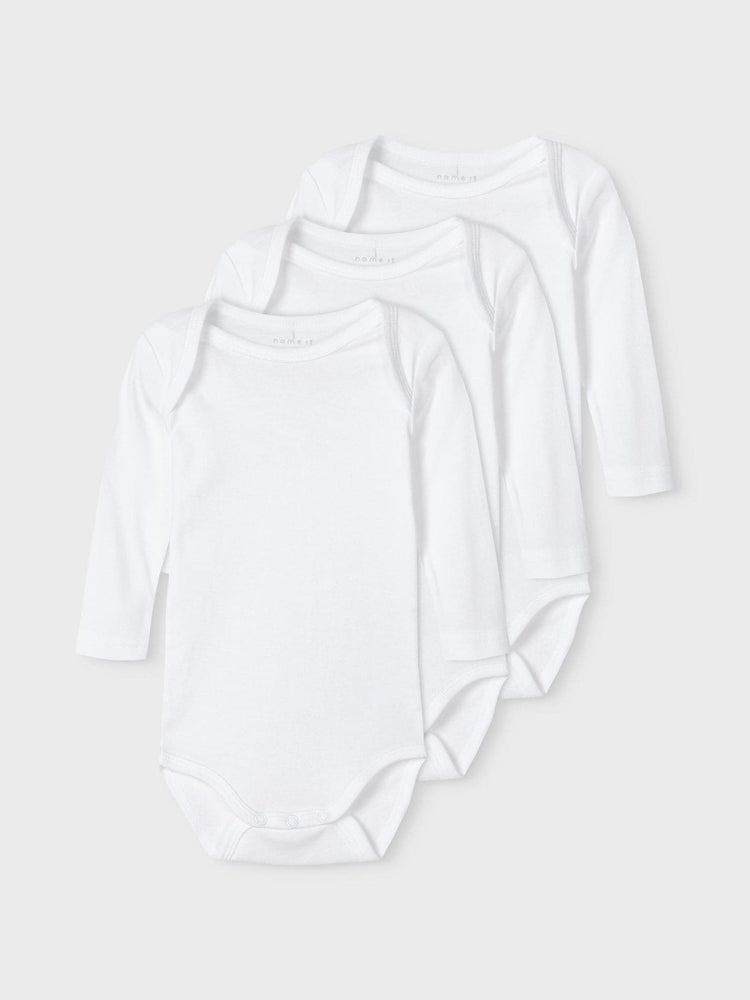 Βρεφικά κορμάκια σετ 3 τεμ NBNBODY 3P LS SOLID WHITE 3 NOOS 13209203 | 13209203