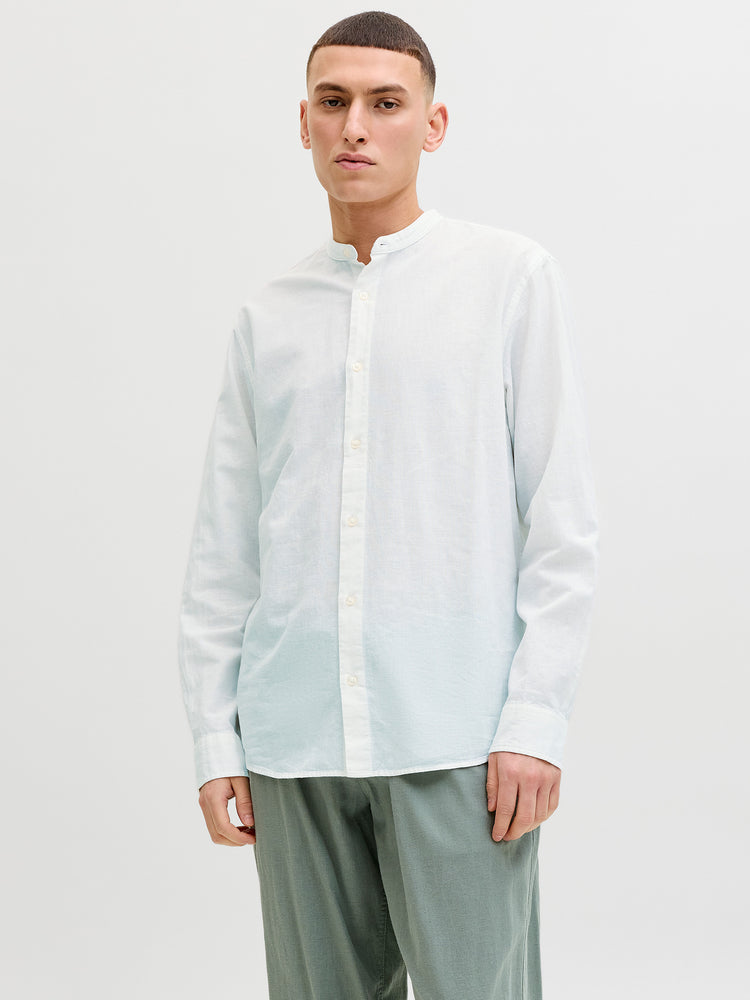Ανδρικό πουκάμισο λινό JJEBREEZE LINEN BLEND BAND SHIRT L/S 12288601 | 12288601