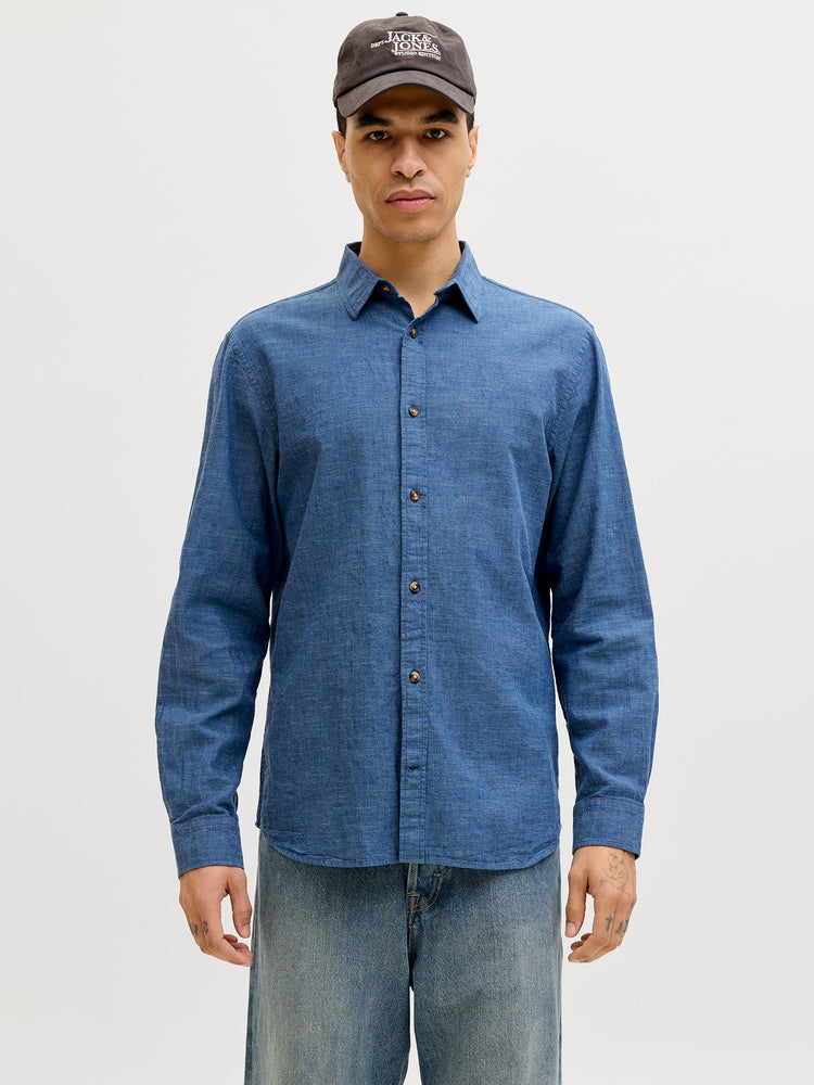 Ανδρικό πουκάμισο λινό JJESUMMER LINEN BLEND SHIRT L/S 12289174 | 12289174