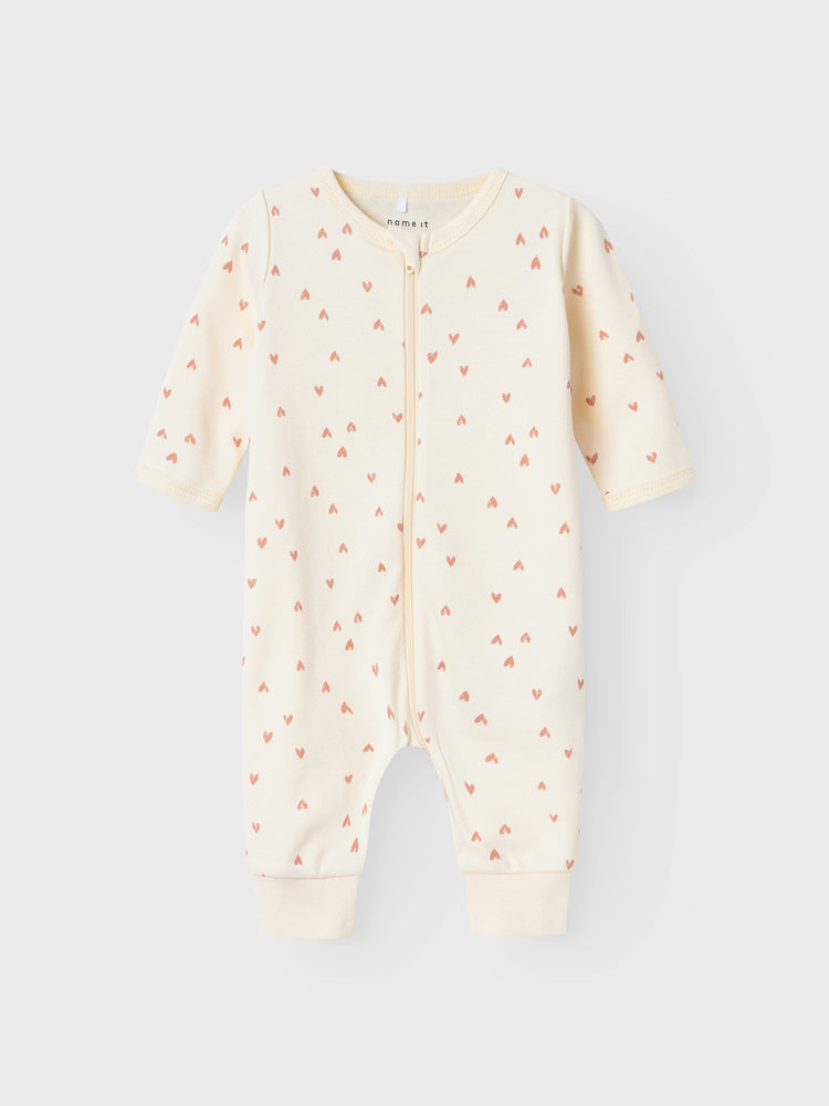Βρεφικό φορμάκι σταμπωτό NBFNIGHTSUIT ZIP BUTTERCREAM HEARTS NOOS 13227030 | 13227030