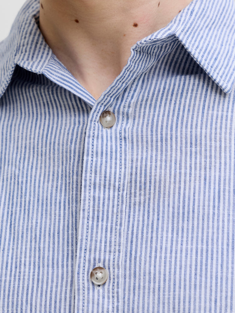 Ανδρικό πουκάμισο ριγέ JJESUMMER LINEN BLEND SHIRT L/S 12289174 | 12289174