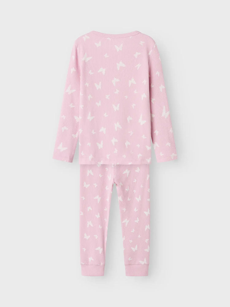 Παιδική πιτζάμα ριπ NMFNIGHTSET PINK BUTTERFLY RIB NOOS 13232976 | 13232976