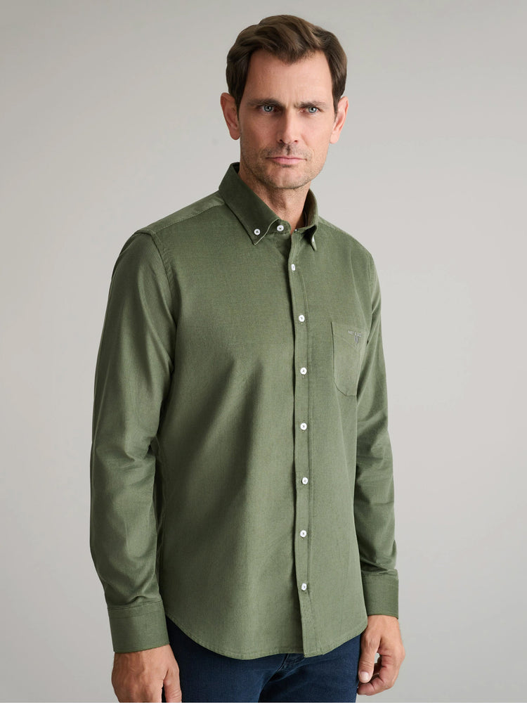 Ανδρικό πουκάμισο κοτλέ dark olive 24NG.SD146/1B.2 | 24NG.SD146/1B.2
