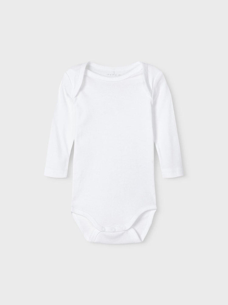 Βρεφικά κορμάκια σετ 3 τεμ NBNBODY 3P LS SOLID WHITE 3 NOOS 13209203 | 13209203