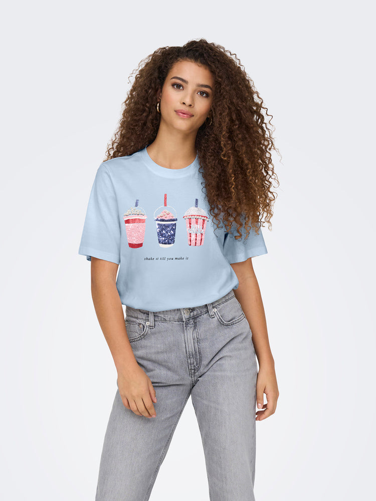 Γυναικείο t-shirt Soft Chambray ONLBURST S/S POPCORN TOP BOX 15343431 | 15343431