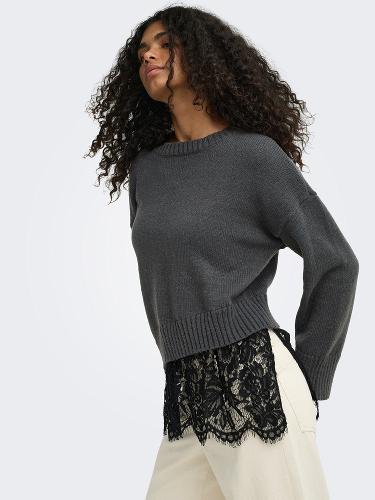 Γυναικεία μπλούζα ONLEVIE LS LACE MIX O-NECK KNT 15382505 | 15382505