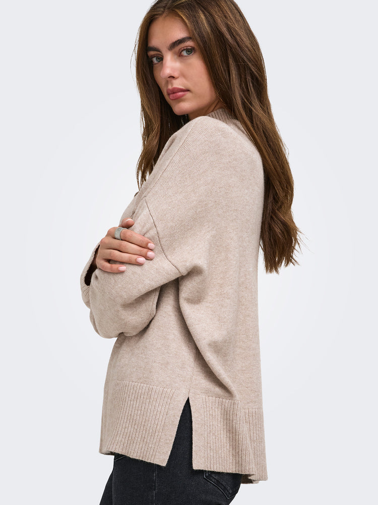Γυναικεία μπλούζα ζιβάγκο ONLMARY LS HIGH NECK SLIT KNT NOOS 15379251 | 15379251