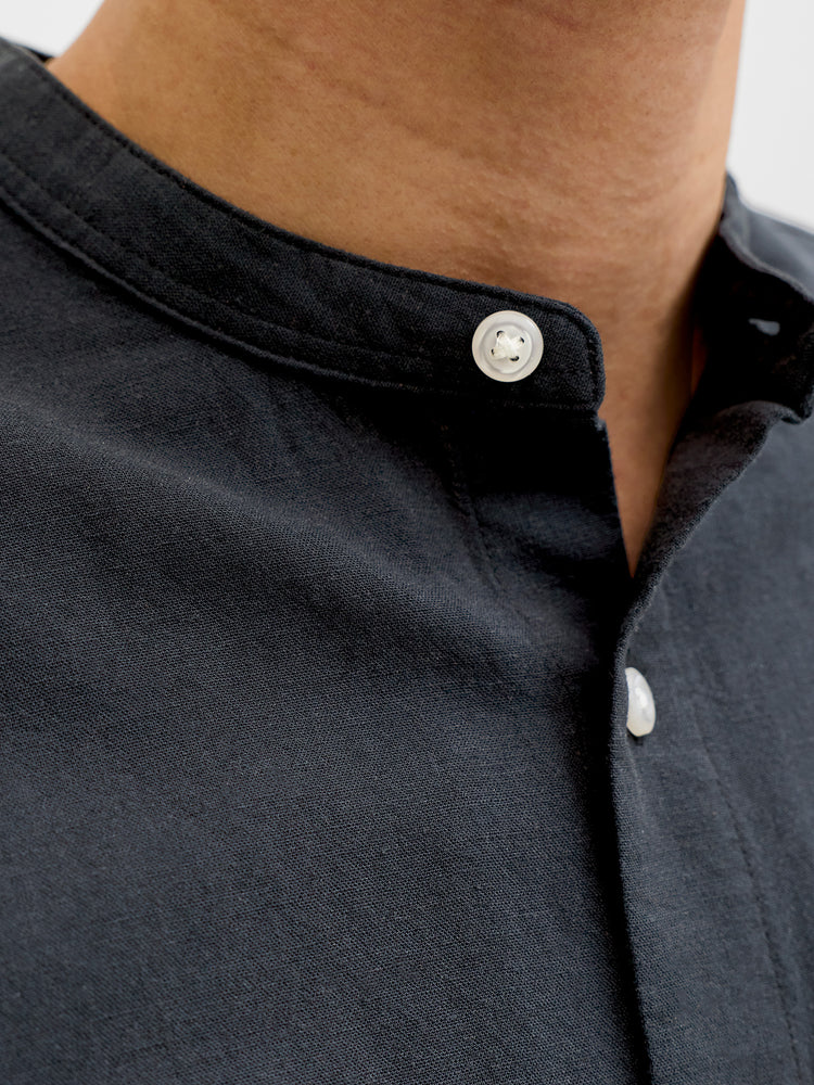 Ανδρικό πουκάμισο λινό JJEBREEZE LINEN BLEND BAND SHIRT L/S 12288601 | 12288601
