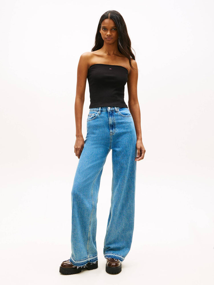Γυναικείο top στράπλες TJW SLIM SH BANDEAU RIB TOP DW0DW22263BDS | DW0DW22263BDS