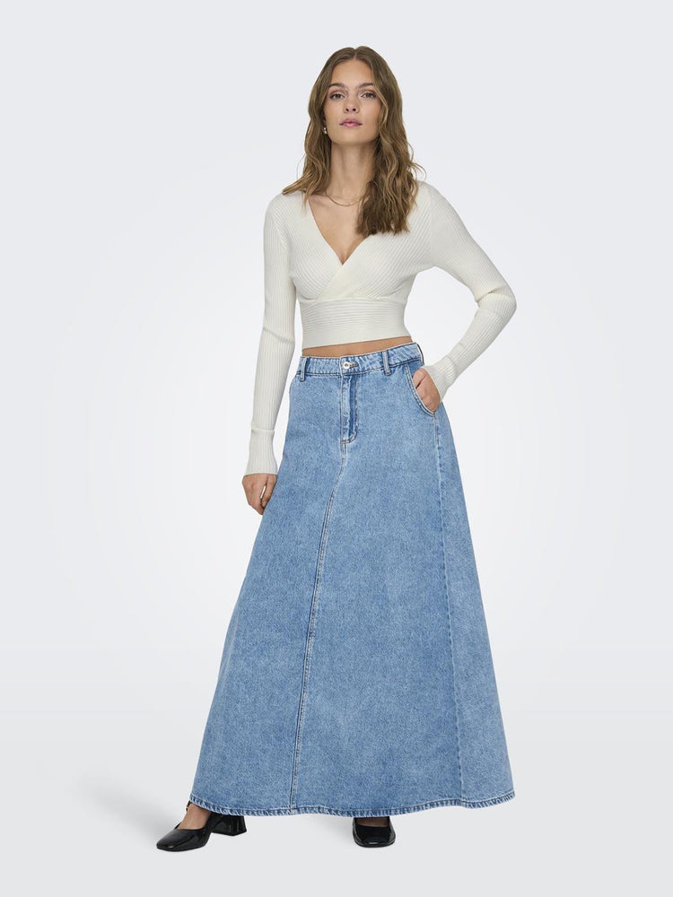 Γυναικεία μπλούζα crop πλεκτή ONLHONOR LS V-NECK CC KNT 15310652 | 15310652