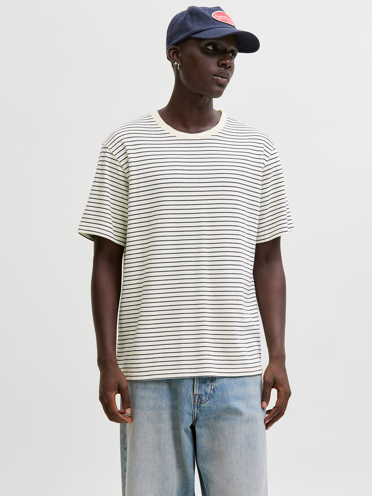 Ανδρικό t-shirt ριγέ JJEDOVER STRIPED TEE SS CREW NECK 12288015 | 12288015
