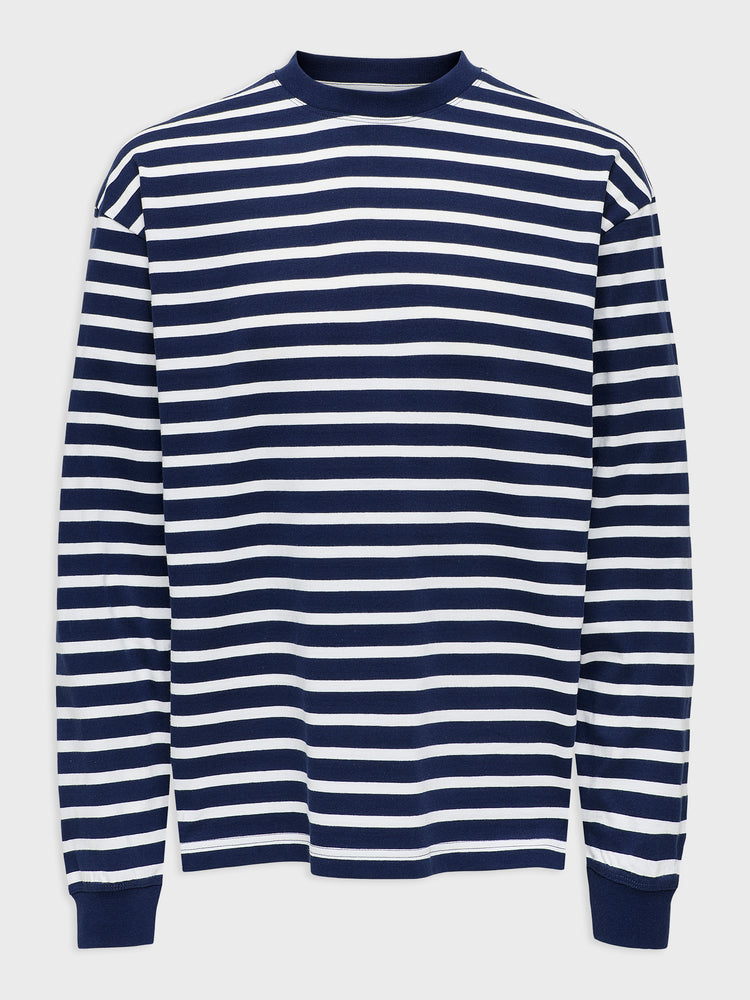 Ανδρική μπλούζα ριγέ ONSDONOVAN LOOSE LS TEE VD 22032272 | 22032272