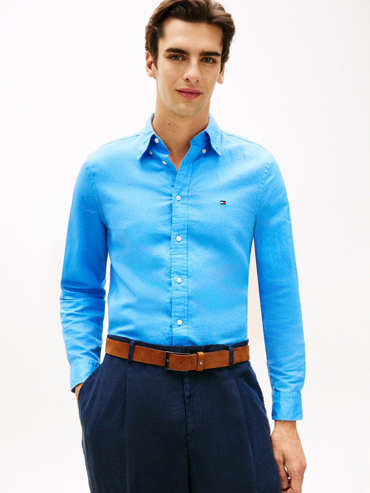Ανδρικό πουκάμισο λινό CL LINEN BLEND SOLID BTD RF MW0MW42455C30| MW0MW42455C30