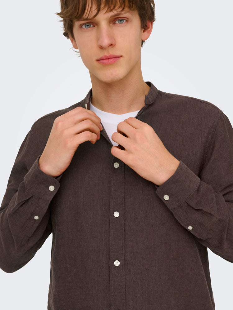 Ανδρικό πουκάμισο ONSCAIDEN LIFE LS LINEN BLEND MAO NOOS 22019173 | 22019173