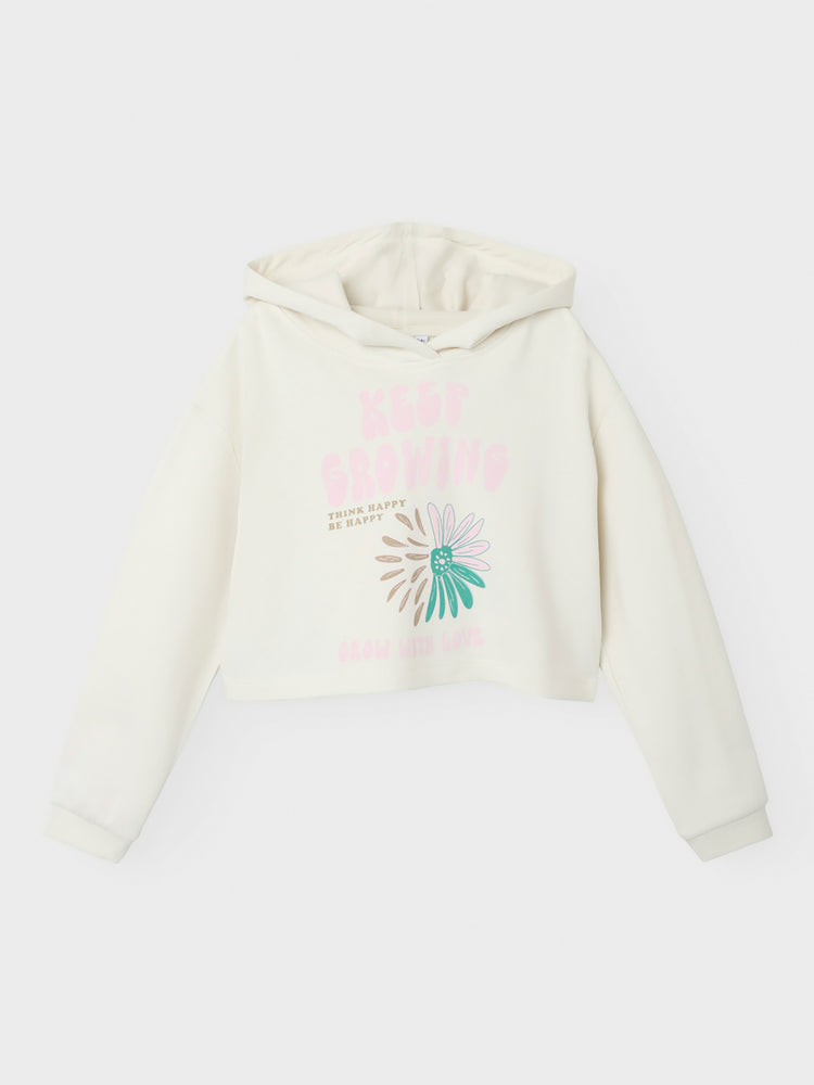Εφηβική μπλούζα φούτερ crop NKFJUKA LS CROPPED BOXY SWEAT WH BRU 13232815 | 13232815