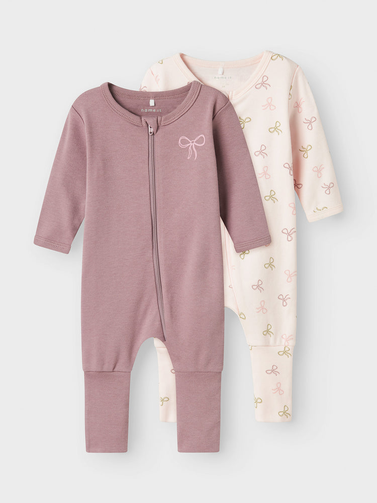 Βρεφικά φορμάκια σετ 2 τεμ NBFNIGHTSUIT 2P ZIP FF PINK BOW NOOS 13240985 | 13240985