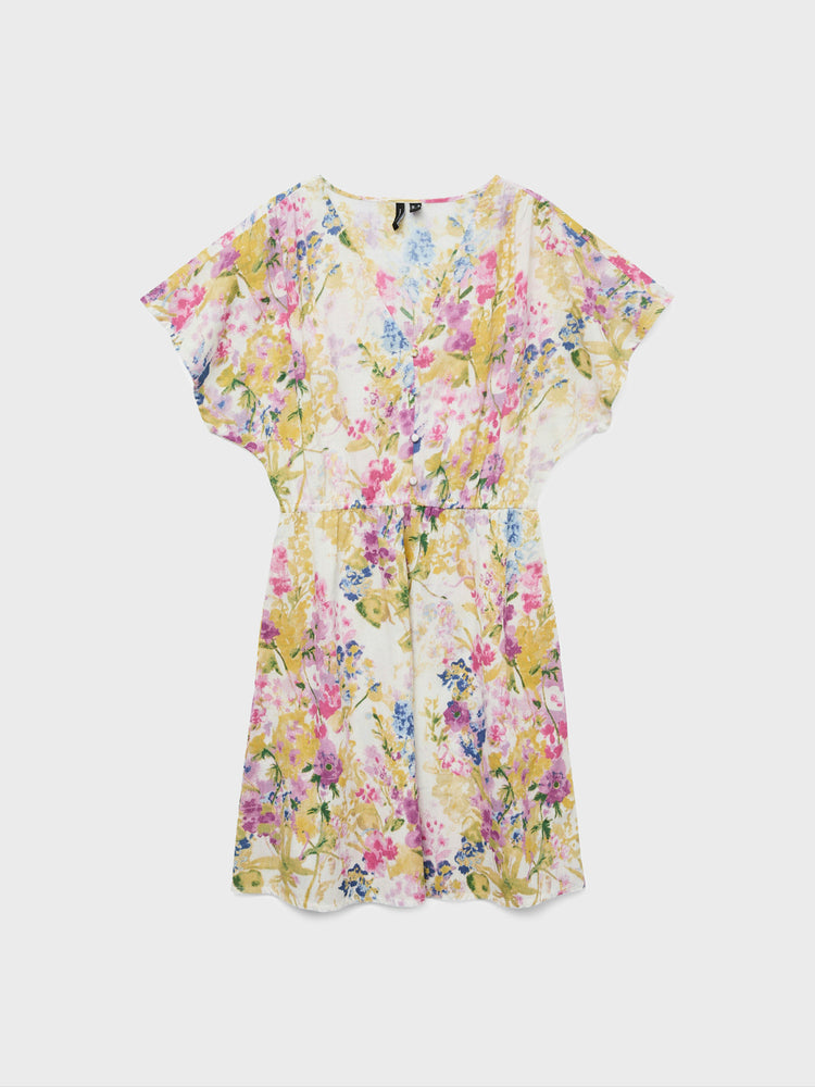 Γυναικείο φόρεμα φλοράλ VMDICTHE S/L V-NECK SHORT DRESS WVN 10323626 | 10323626