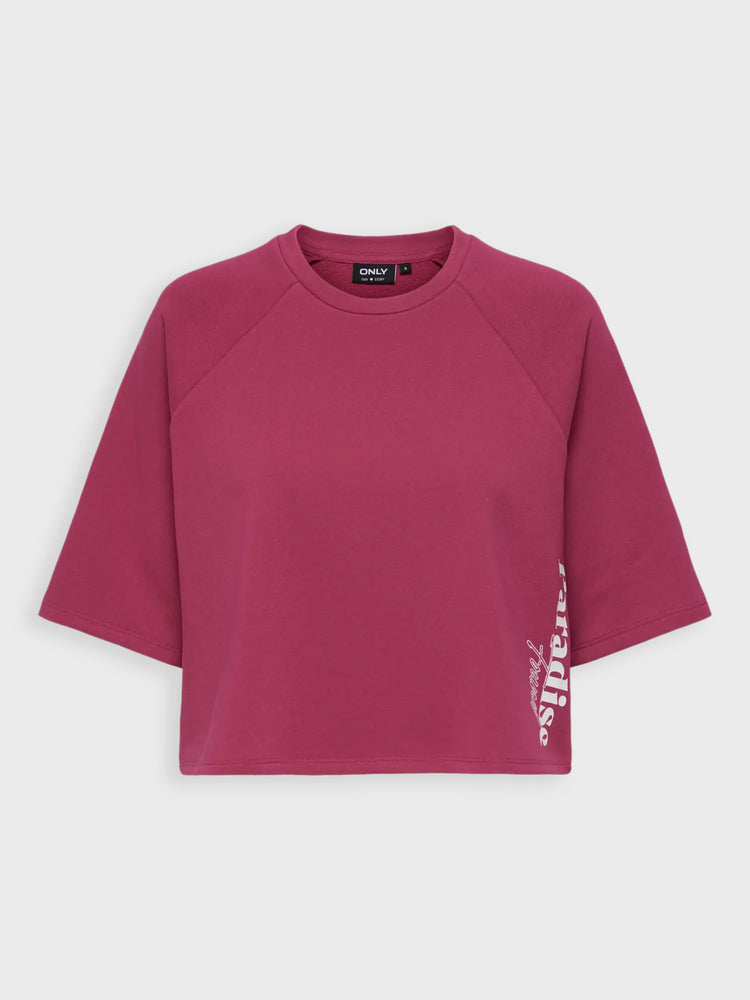 Γυναικεία μπλούζα φούτερ crop ONLCORA S/S PRINT O-NECK 15347037 | 15347037