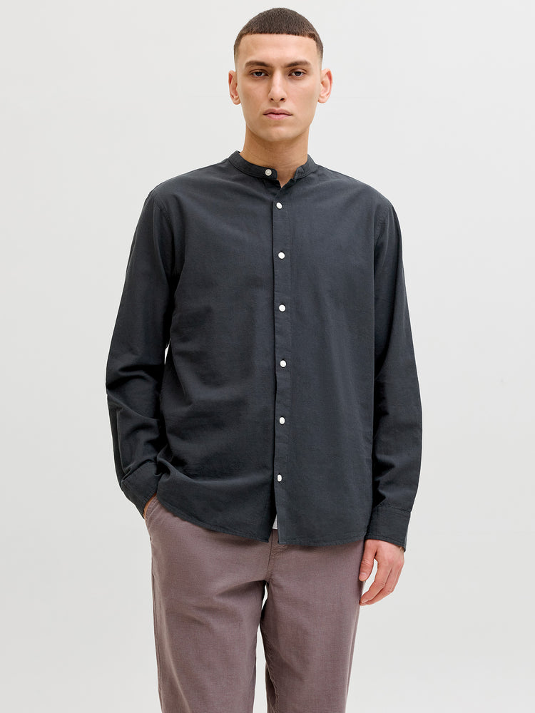 Ανδρικό πουκάμισο λινό JJEBREEZE LINEN BLEND BAND SHIRT L/S 12288601 | 12288601