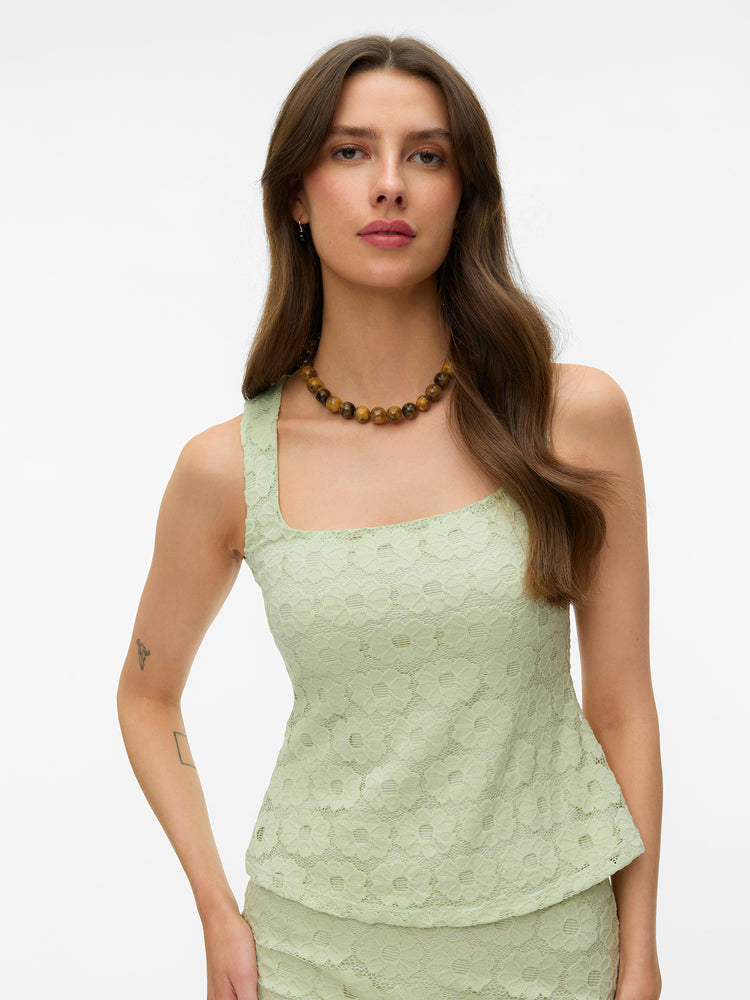 Γυναικεία μπλούζα με δαντέλα VMJANELLE SL SQUARE NECK TOP 10344443 | 10344443