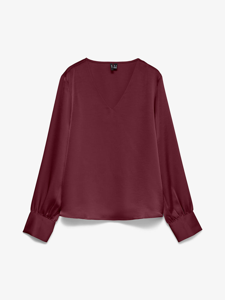 Γυναικεία μπλούζα σατέν VMMIRO LS V-NECK TOP WVN 10350930 | 10350930