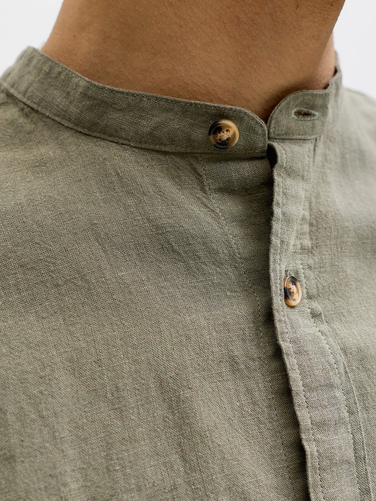 Ανδρικό πουκάμισο mao γιακάς JJESUMMER LINEN BLEND BAND SHIRT L/S 12289184 | 12289184