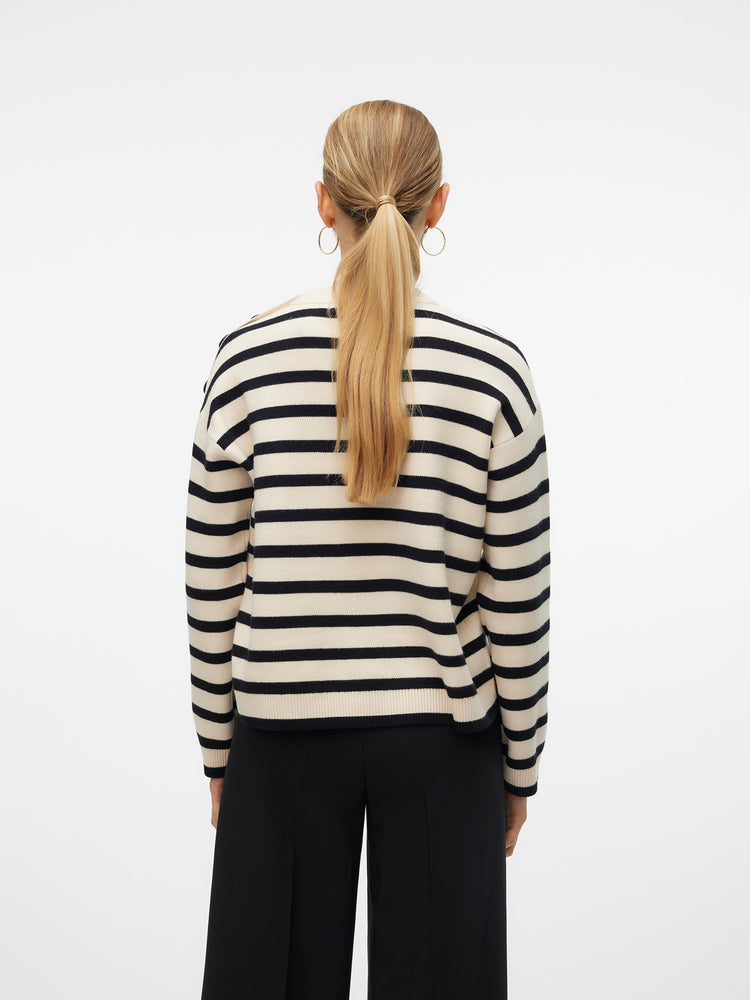 Γυναικεία μπλούζα ριγέ VMSABA LS O-NECK BUTTON PULLOVER GA NOOS 10310474 | 10310474