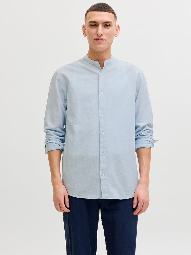 Ανδρικό πουκάμισο λινό JJEBREEZE LINEN BLEND BAND SHIRT L/S 12288601 | 12288601